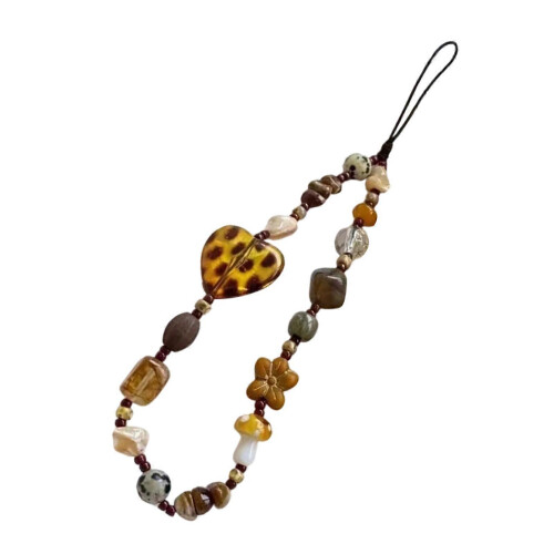 Plastic Leopard Beaded Phone Lanyard Drop-Resistant Multicolor for Women