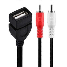 JUNSUNMAY 0.2m USB 2.0 Female to 2 RCA Male AV Converter Splitter Cable for Camcorder