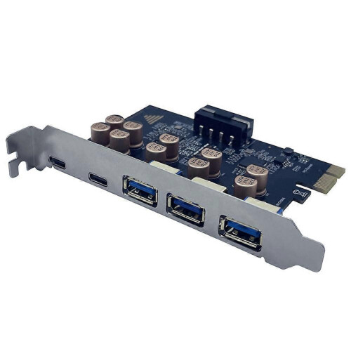 Carte d'extension PCIe 1X USB 3.2 5 Gbit/s 3A+2C