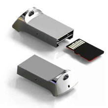 Adaptateur lecteur de cartes micro SD TF USB 2.0 mini en aluminium pour PC et ordinateur portable