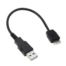Kabel łączący 9-pinowe złącze USB z wtykiem męskim USB 2.0 typu A i 9-pinowym wtykiem męskim płyty głównej