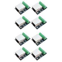 8PCS RJ45 Ethernet Female Socket Breakout Board 2.54mm Shielded Network Adapter Terminal