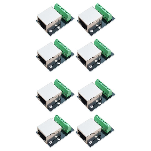 8PCS RJ45 Ethernet Female Socket Breakout Board 2.54mm Shielded Network Adapter Terminal