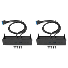 Lot de 2 hubs USB 3.0 frontaux 5,25 pouces à double port 5 Gbit/s pour boîtier PC