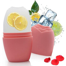 Small Cube Ice Roller for Face And Eye,Facial Ice Roller Massager (Pink)