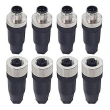 M12 4 Pin Male Female Receptacle Panel Aviation Wire Connector 12mm Industrial Circular IP67