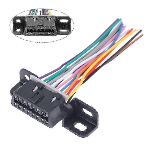 OBD2 16 Pin Female Under Dash Mount Connector Open Prewired