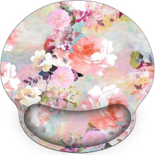 Tappetino per mouse con motivo floreale di peonie rosa, supporto per il polso, base in gomma antiscivolo, ideale per casa, ufficio e gaming.