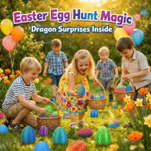 12 Pack 3D Printed Easter Dragon Eggs, Prefilled Easter Eggs with Articulated Mini Dragons Inside, Easter Egg Fillers, Easter Basket Stuffers for Kids
