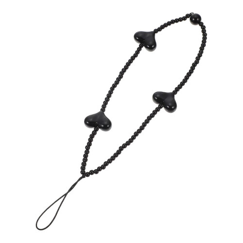 Schwarze Acryl-Handykette mit Herzanhänger, 1 Stück