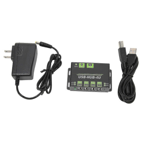 Industrial-Grade 4-Port USB2.0 Hub Multiple Protection 100-240V US Plug