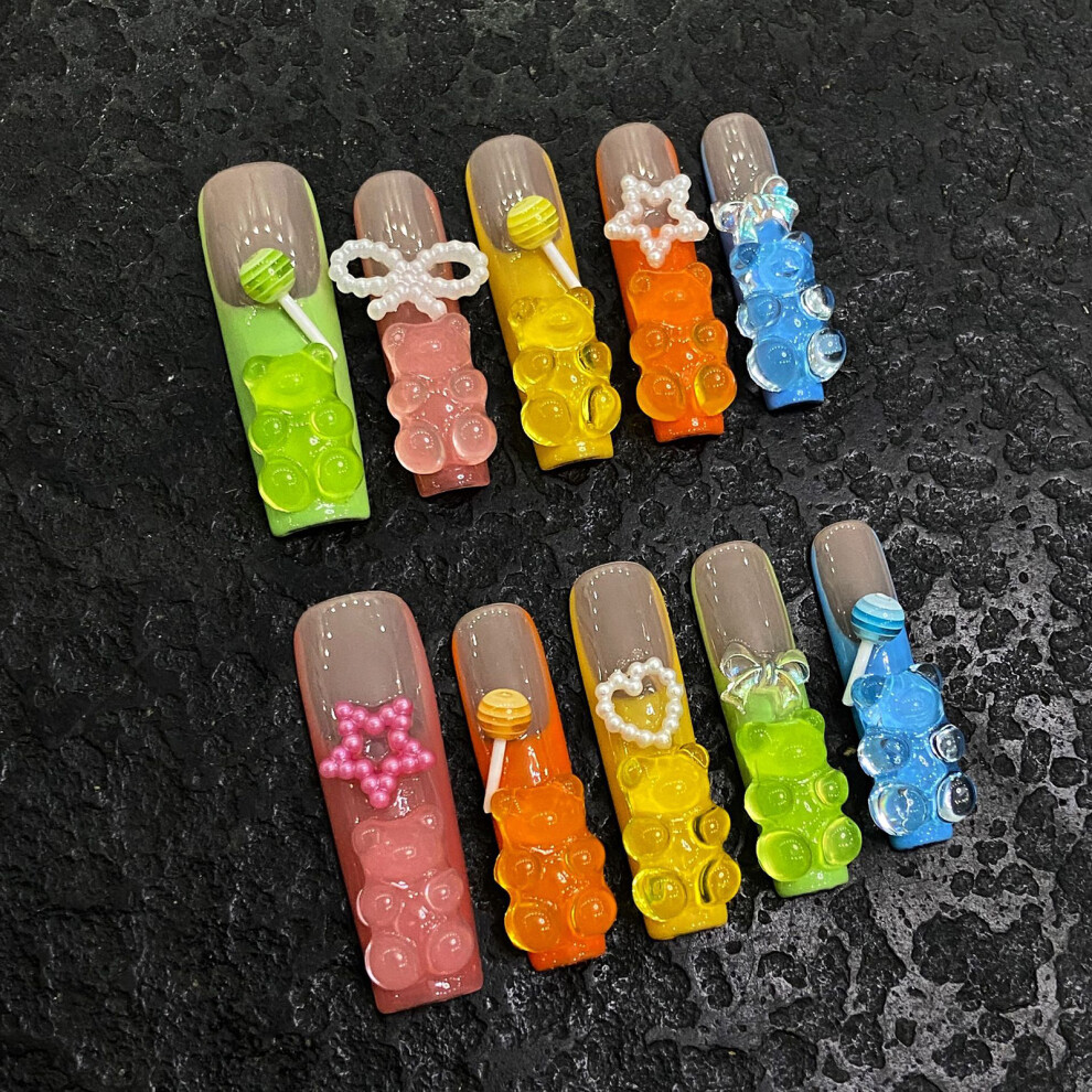 Roc-Electron (Xs) Colorful Tip Fake Nails - Comfortable & Stylish