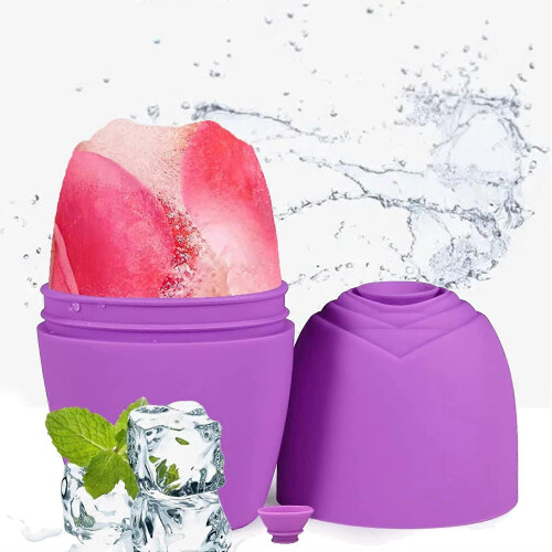 Small Cube Ice Roller for Face And Eye,Facial Ice Roller Massager (Purple)