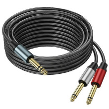 5m 1/4 TRS Stereo to Dual TS Mono Audio Y-Splitter Cable