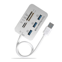 Hub espandibile ergonomico con lettore di schede USB 3.0 per schede TFSD e connettività al computer.