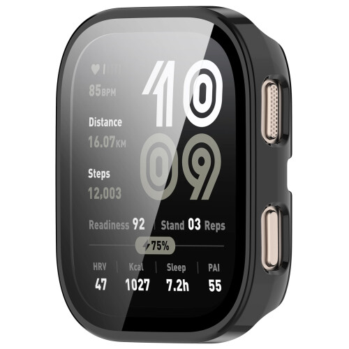 Caixa transparente para PC com película temperada para Amazfit BIP 6 Black 1