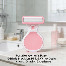 (1) Pink Ladies Hair Removal Shaver Set with Transparent Storage Case, Portable Design for Leg Shaving, Multiple Refill Blades