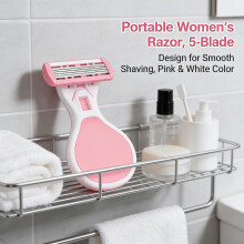 (2) Pink Ladies Hair Removal Shaver Set with Transparent Storage Case, Portable Design for Leg Shaving, Multiple Refill Blades
