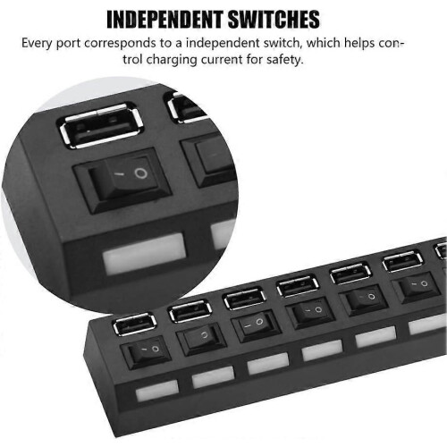 Lefou 7 Port USB 2.0 Hub 480Mbps High Speed Splitter Black 1