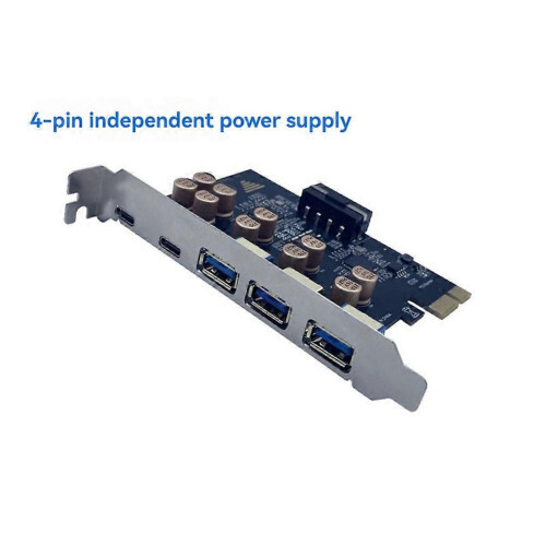Carte d'extension PCIe 1X USB 3.2 5 Gbit/s 3A+2C 1