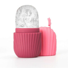 (Rose Pink) Silicone Face Mask Ice Tray Massage Ice Tray Portable Facial Pore Shrinking Care Ice Tray Mold
