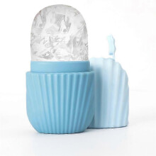 (Blue) Silicone Face Mask Ice Tray Massage Ice Tray Portable Facial Pore Shrinking Care Ice Tray Mold