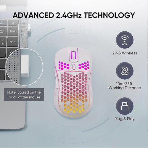 Wireless 2.4G Gaming Mouse Rechargeable 3 Adjustable DPI USB for Laptop Desktop Computers 2