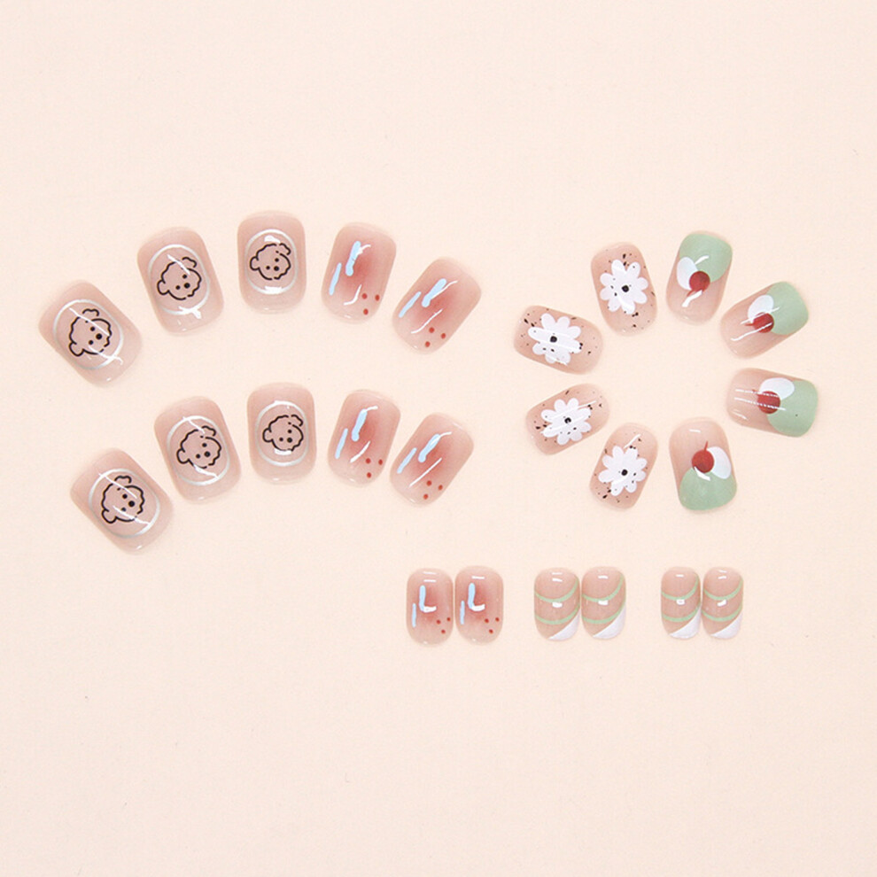 Dcph-Clothing 24Pcs Flower Press On Nails, Long Lasting & Reusable
