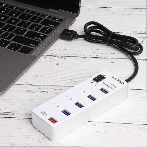 Byl-3011 USB 3.0 4-Port High Speed Charging Hub White Computer Accessory 2