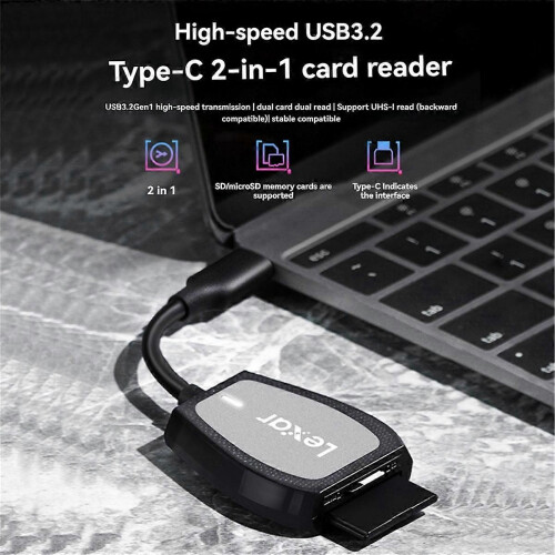 Lexar 470U USB 3.2 Type-C SD/TF Card Reader 1