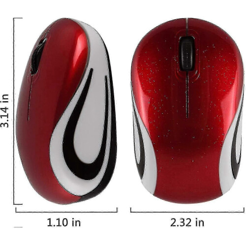 Mini mouse ottico wireless portatile da viaggio 2025 con ricevitore USB per PC e laptop, colore rosso. 1