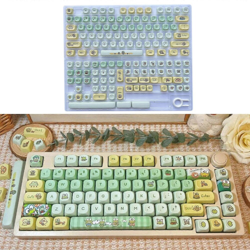 137Keys MOA Profile Cute Anime Frogs PBT Dye Subbed Keycaps CherryMX Multicolor 1