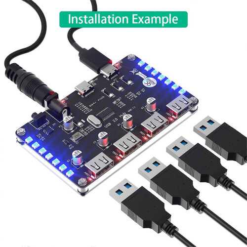 4 Port LED USB 2.0 Hub 3528 LED Fast Data Transfer Adapters Multicolor USB Splitter 1