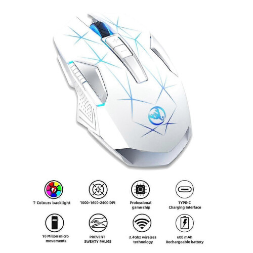 Mouse da gioco wireless RGB ricaricabile 2.4G Bluetooth USB per laptop 2
