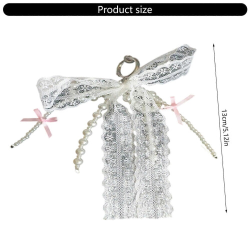 Lace Beads Bowknot Phone Charm Keychain Backpack Pendant Multicolor 2