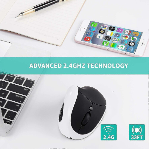 Left-Hand Rechargeable 2.4G Wireless Ergo Vertical Mouse Receiver 6Btn 3DPI 800/1200/1600 2