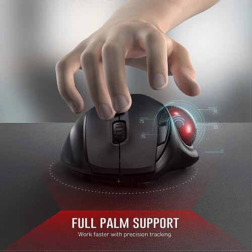 Trackball Wireless Mouse Rechargeable BT 2.4G USB Ergonomic 3 DPI for PC Android Windows 1