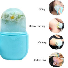 (Blue) Skin Care Beauty Lifting Contouring Tool Silicone Ice Cube Trays Ice Globe Ice Balls Face Massager Facial Roller