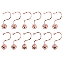Rose Gold Shower Curtain Hooks Rings,Set of 12 Decorative Shower Curtain Hooks,Metal Rustproof Shower Rings for Bathroom