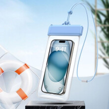 Custodia galleggiante impermeabile IPX8 per telefono con touchscreen, cordino, borsa impermeabile blu