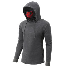 (Gray,L)Mens Face Mask Skull Hoodies Drawstring Pullover Sweatshirts Jumper Costume