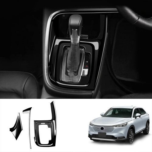 3Pcs Glossy Black Central Gear Panel Control Panel Decal Interior Modification for  HRV HR-V Vezel 2021 2022 RHD 2