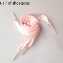 (Pink,27in/70cm)Double Polyester Ribbon Satin Wide Flat Shoelace Candy Color Fashion Various