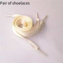 (Beige,51in/130cm)Double Polyester Ribbon Satin Wide Flat Shoelace Candy Color Fashion Various