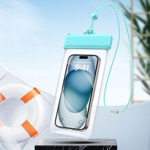Custodia galleggiante impermeabile IPX8 per telefono con touchscreen, cordino, borsa impermeabile, colore ciano