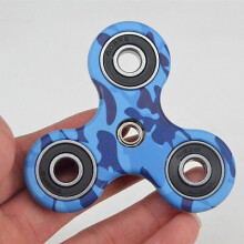 (Blue)Three Fingered Colorful Finger Gyro Toy Camouflage Pattern Stress Relief Fun