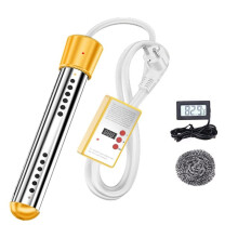 Immersion Water Heater, 1500W Electric Submersible Water Heater with Timer, Stainless Steel Guard Cover EU Plug