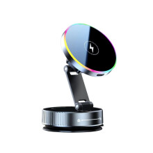 Cargador de Coche de 15 W con Ventosa y Soporte Magnético para Teléfono, Ajustable 360.