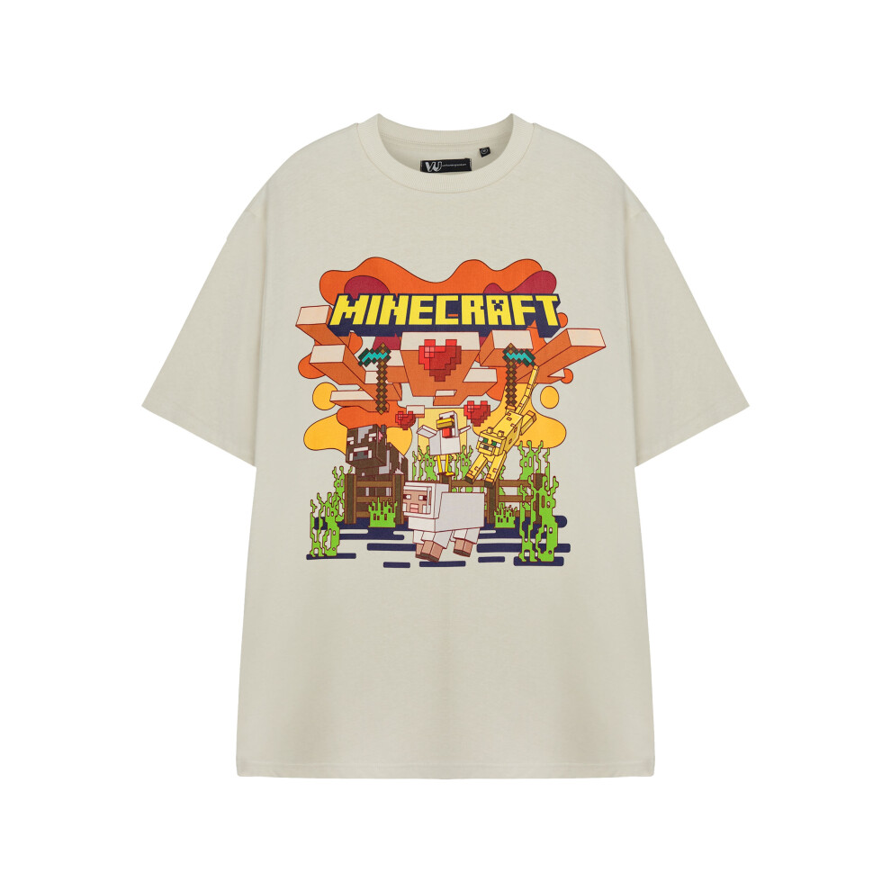 Minecraft (Xxx-Large) Short Sleeved T-Shirt (Womens Beige)