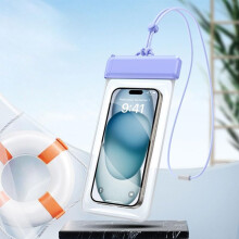 Custodia galleggiante impermeabile IPX8 per telefono con touchscreen, cordino, borsa impermeabile, colore viola